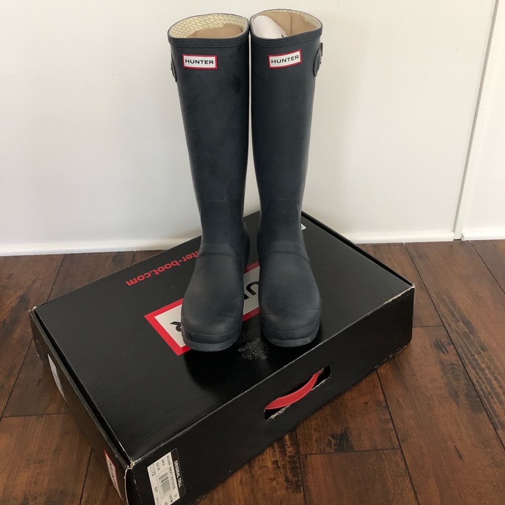 HUNTER BOOTS navy matte US W 8
